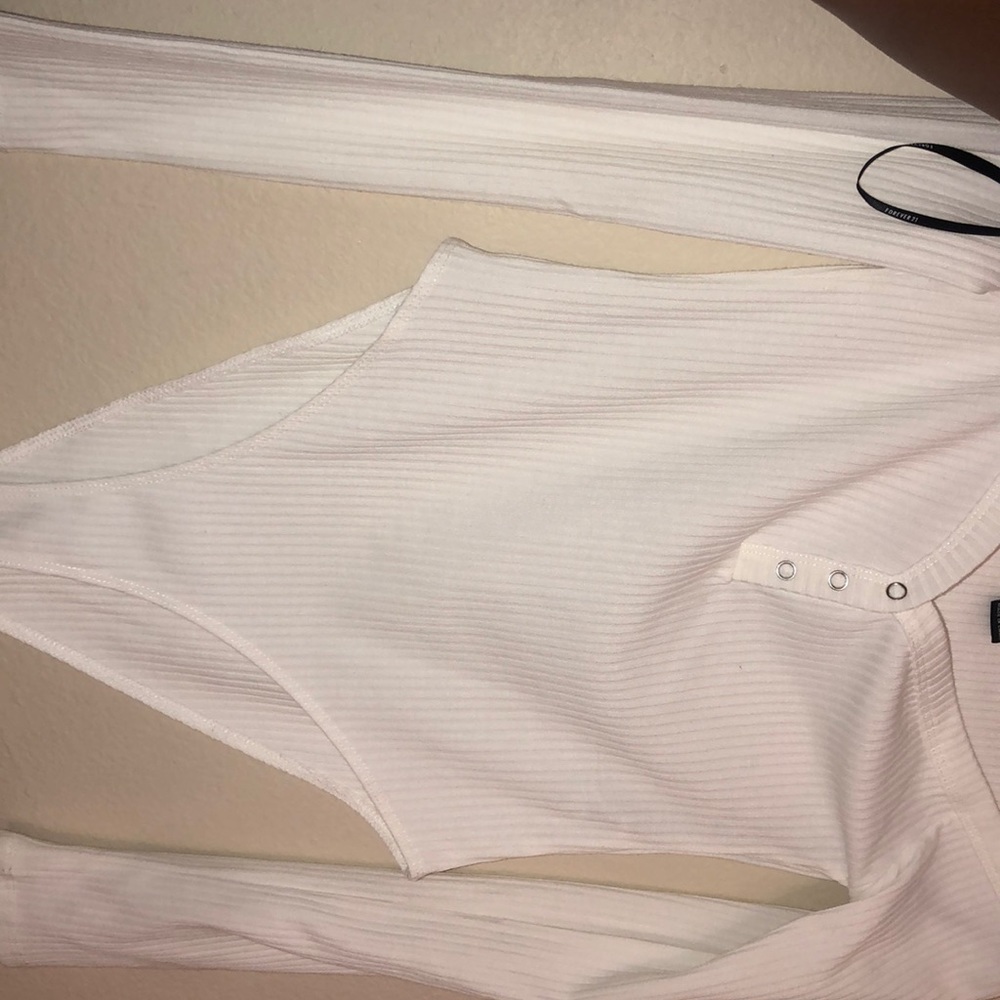 Half button-up white bodysuit